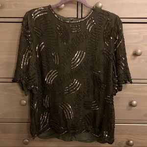 Scalloped beaded/sequined vintage top